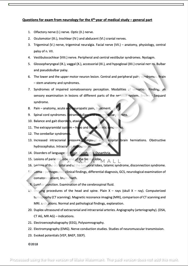 Full Neurology (According to Finals) by MUDr. Jeries Silbak