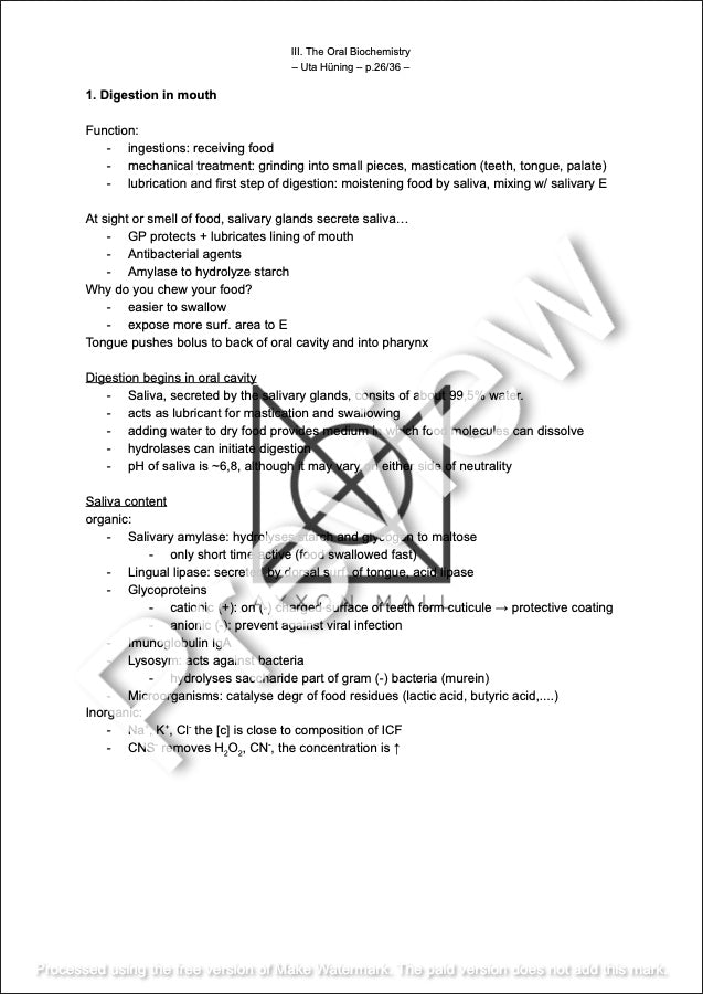 III. The Oral Biochemistry