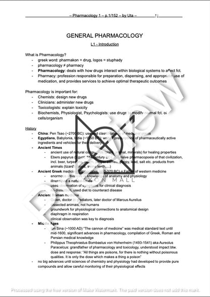 Pharmacology 1 Summary by MDDr. Uta Hüning