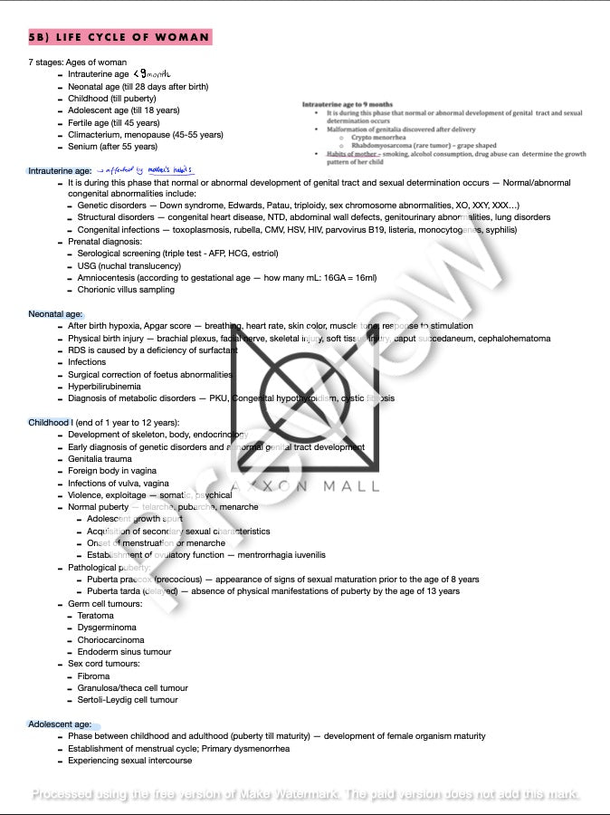 Notes for Gynaecology State Theoretical QS