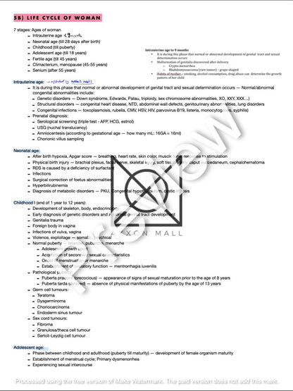 Notes for Gynaecology State Theoretical QS