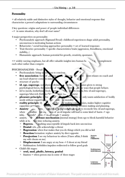 Psychology Summary by MDDr. Uta Hüning