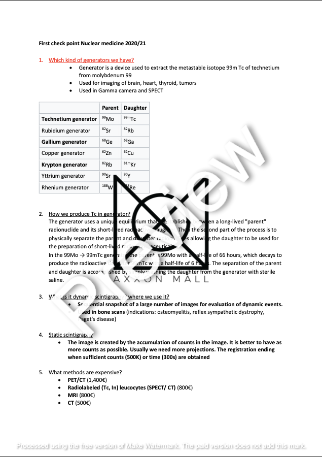 1st and 2nd Check Points Nuclear Medicine Notes