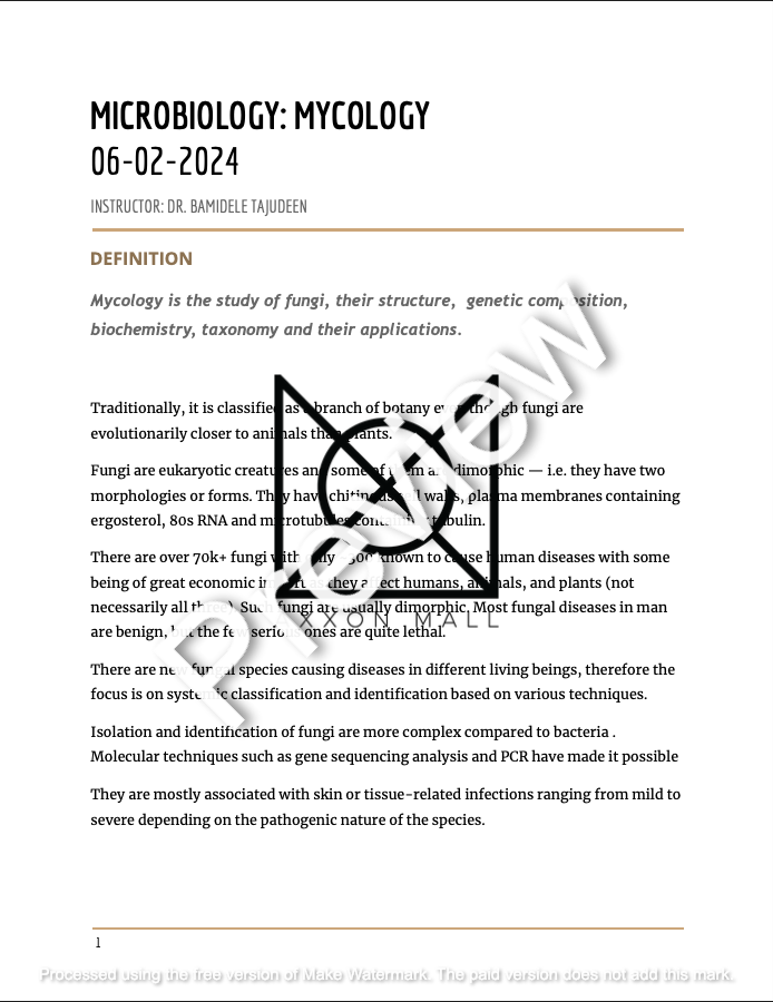MICROBIOLOGY: Mycology