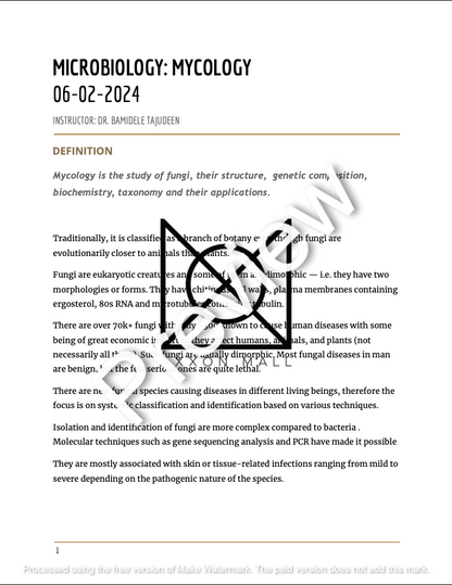 MICROBIOLOGY: Mycology