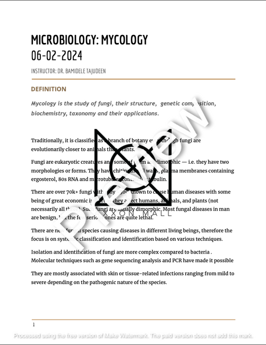 MICROBIOLOGY: Mycology